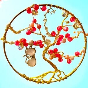 Cherry Blossom Purrfection - Tree of Life Suncatcher